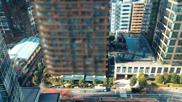 西新宿パークウエストビル13階の共用スペースからの景色